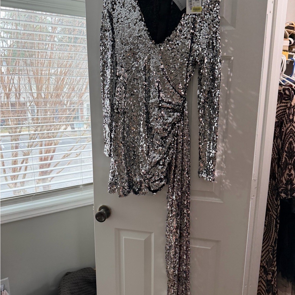 Bardot Silver Sequin Dress - Picture 2 of 5